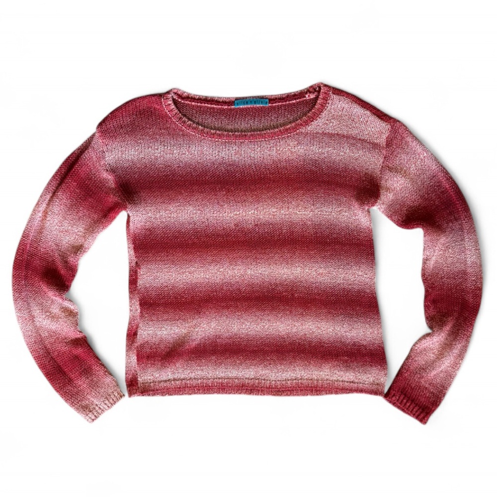 Alice and Olivia Medium red white gradient ombré striped sweater knit woven